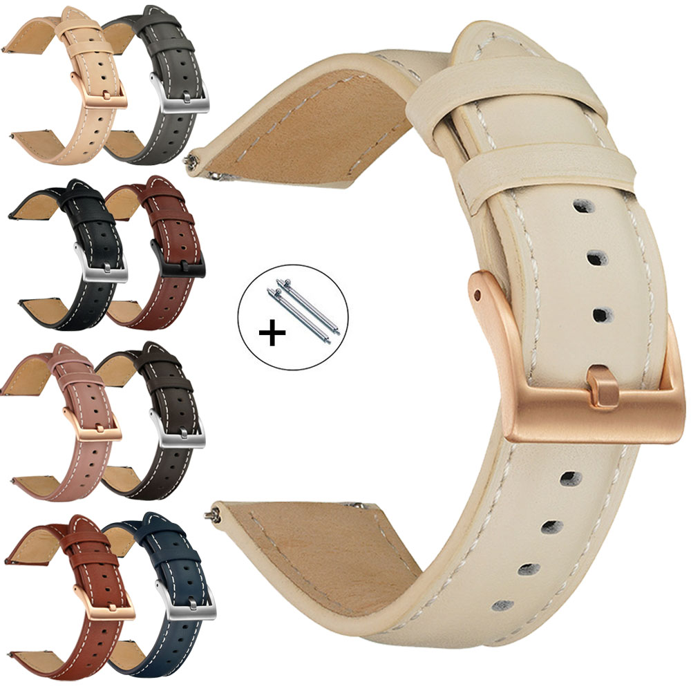Leather Strap Quick Release - 14mm 16mm 18mm 20mm 22mm Genuine
