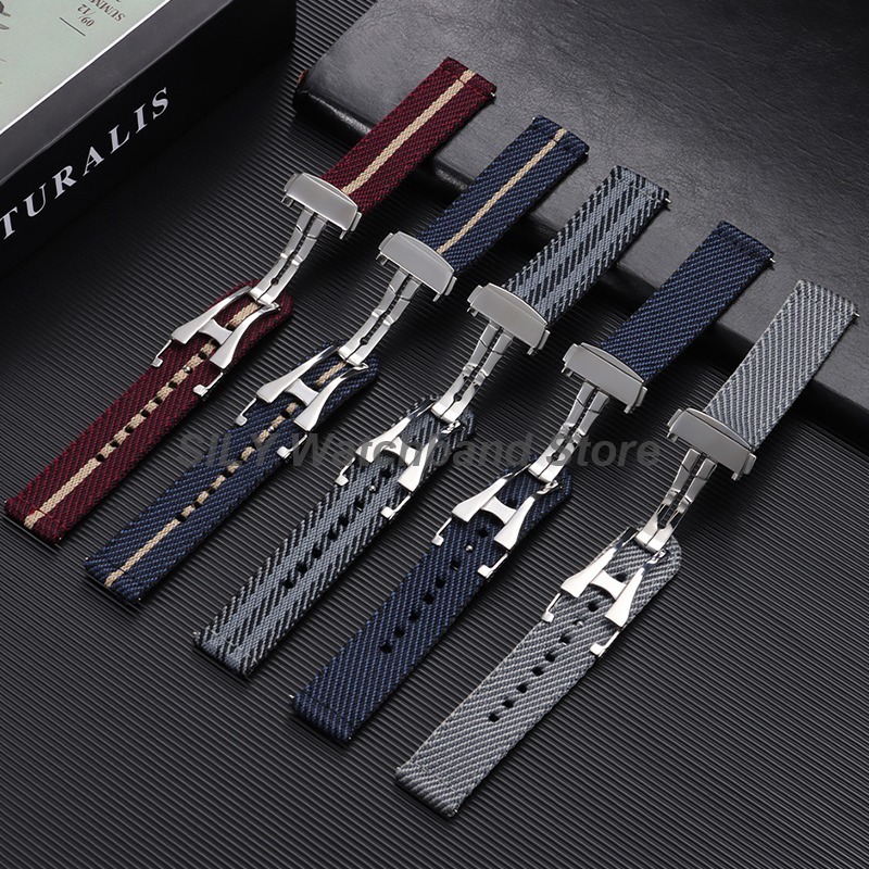 Canvas Strap Watch - Woven Canvas Fabric Watch Band 20mm