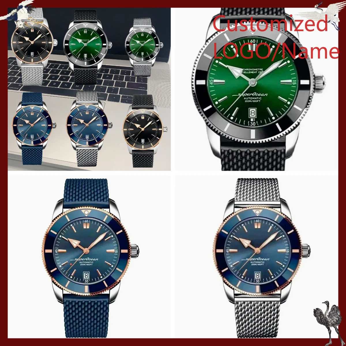 Stainless Bracelet Diver - A1212 Store Customized Watches 46mm Sport