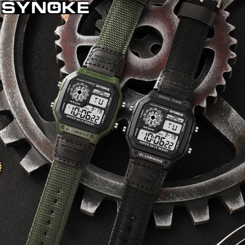 Synoke Outdoor Military Digita - đánh giá và giá Canvas Strap Watch