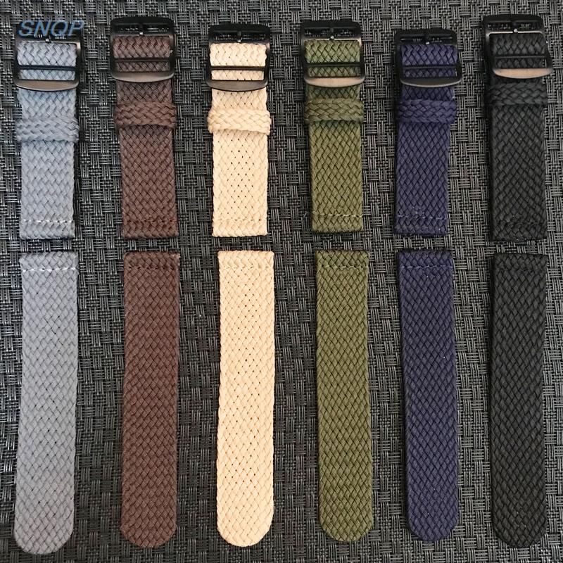 20mm 22mm Black Navy solid col - đánh giá và giá Perlon Strap Woven