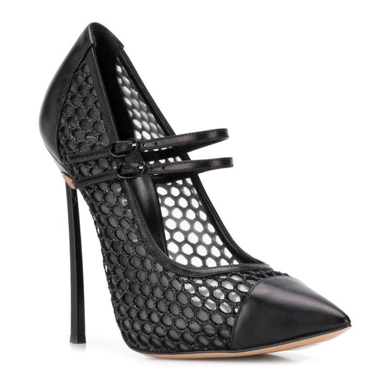 Sexy Mesh Patchwork Pointed To - đánh giá và giá Mesh Strap Metal