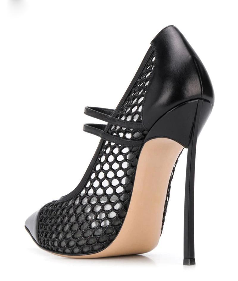 Sexy Mesh Patchwork Pointed To - đánh giá và giá Mesh Strap Metal