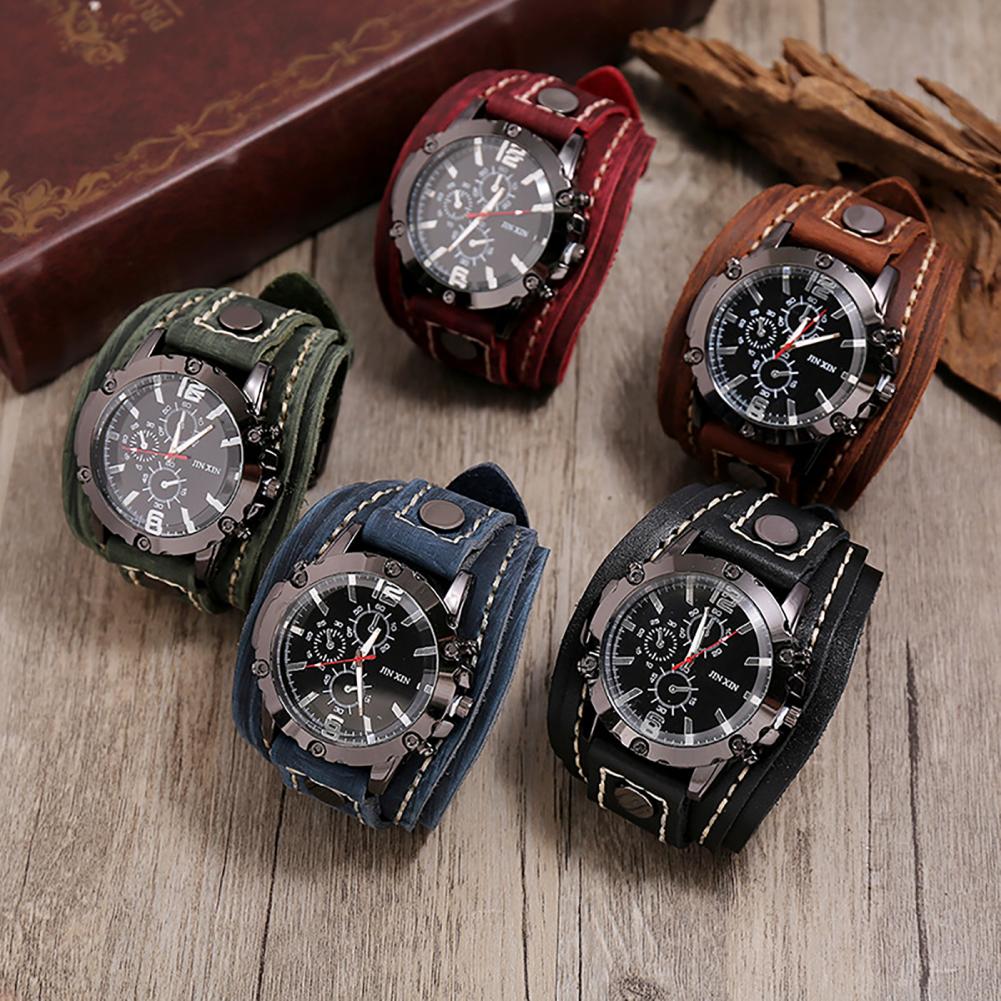 Retro Mens Quartz Watch Round  - đánh giá và giá Leather Watch Band Men