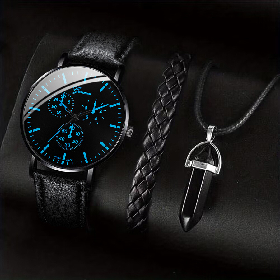 3PCS Fashion Men Business Watc - đánh giá và giá Leather Watch Band Men