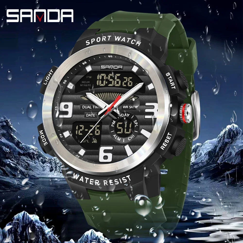 SANDA Multifunction Men Watch  - đánh giá và giá Rubber Strap Diver