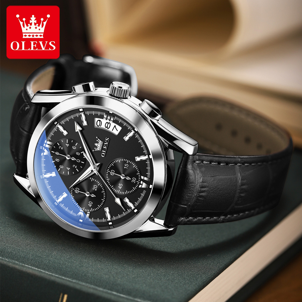 OLEVS Top Brand Luxury Men Wat - đánh giá và giá Leather Watch Band Men